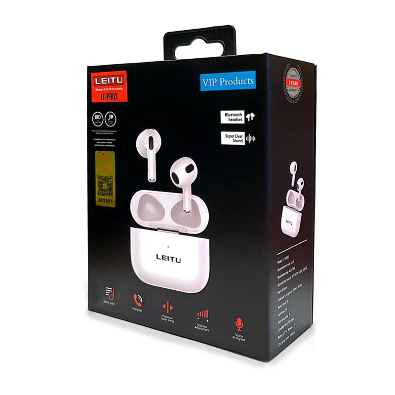 هدفون بلوتوثی (ایرپاد) لیتو مدل  WIRELESS EARBUDS LEITU LT-PRO3